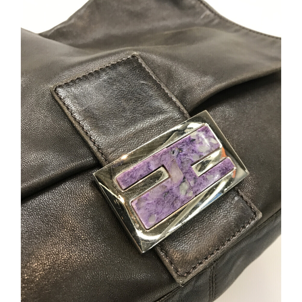 FENDI Mamma Baguette Shoulder Bag Black Leather - Picture 5 of 6